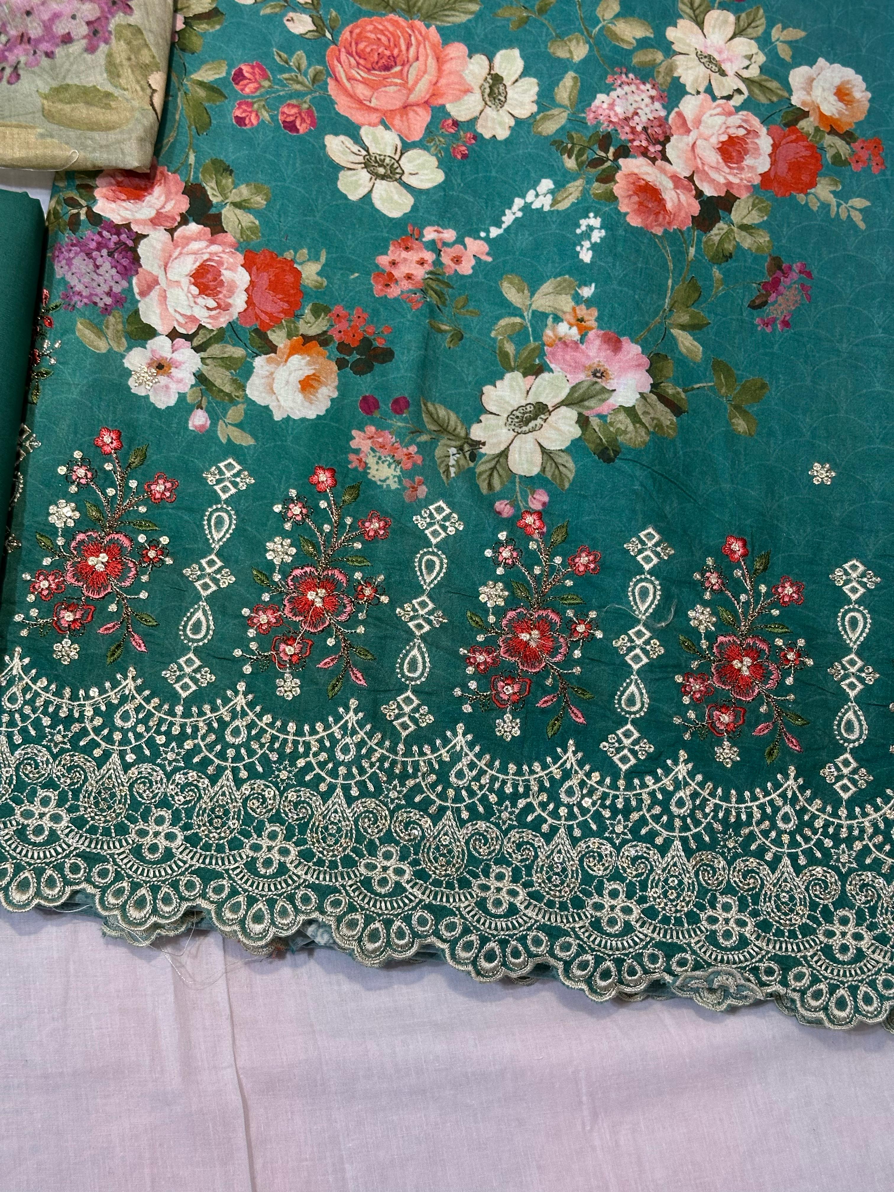 Bin Saeed Embroiderd Lawn Unstitched 3 Piece - AS - 2224 -  - Summer Collection