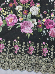 Bin Saeed Embroiderd Lawn Unstitched 3 Piece - AS - 2523 - Black - Summer Collection