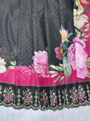 Bin Saeed Embroiderd Lawn Unstitched 3 Piece - AS - 2523 - Black - Summer Collection