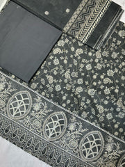 Bin Saeed Embroiderd Lawn Unstitched 3 Piece - AS - 2525 - grey - Summer Collection
