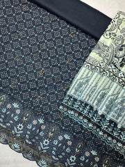 Bin Saeed Embroiderd Lawn Unstitched 3 Piece - AS - 2526 - blue - Summer Collection