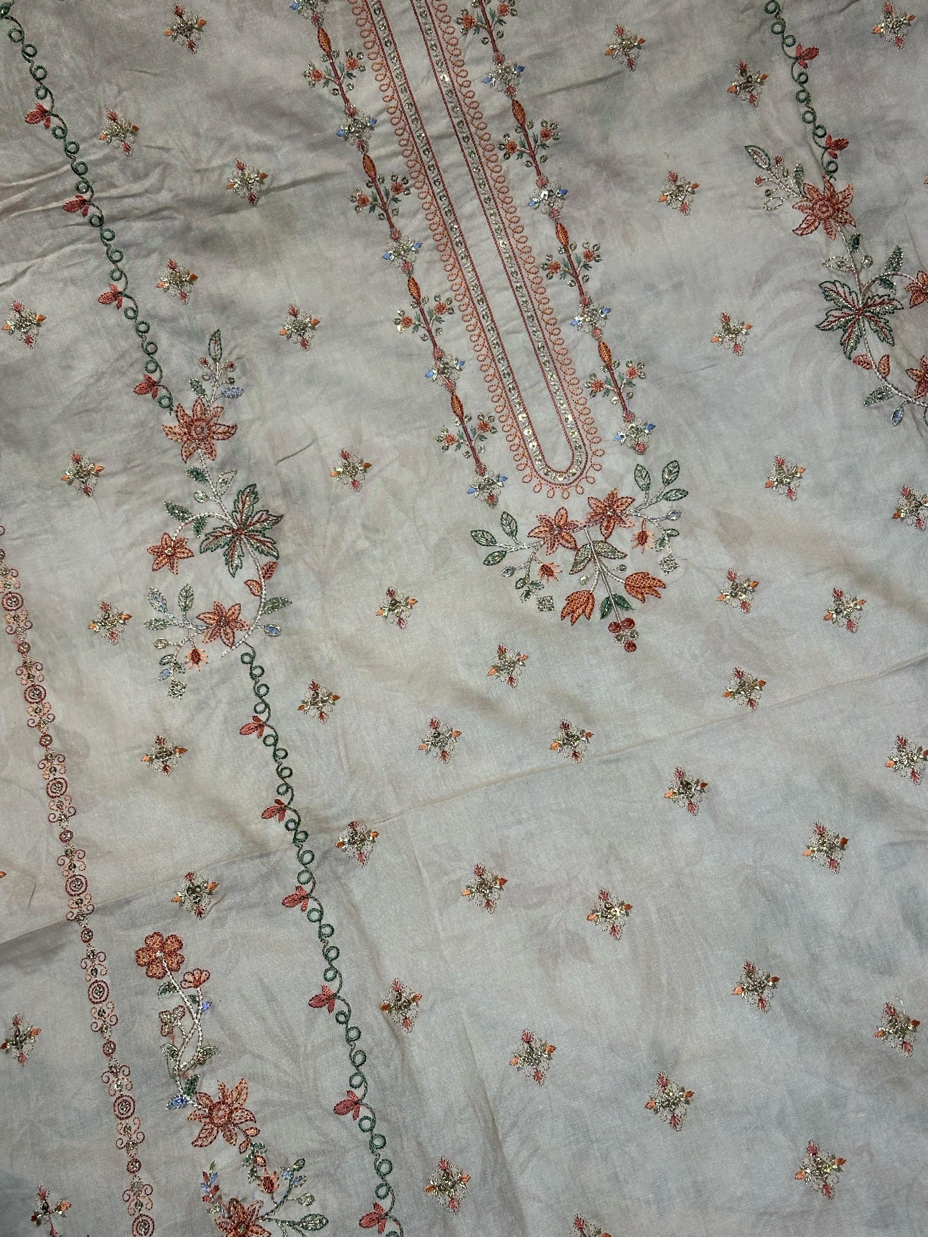 Bin Saeed Embroiderd Lawn Unstitched 3 Piece - AS - 2528 - beige - Summer Collection