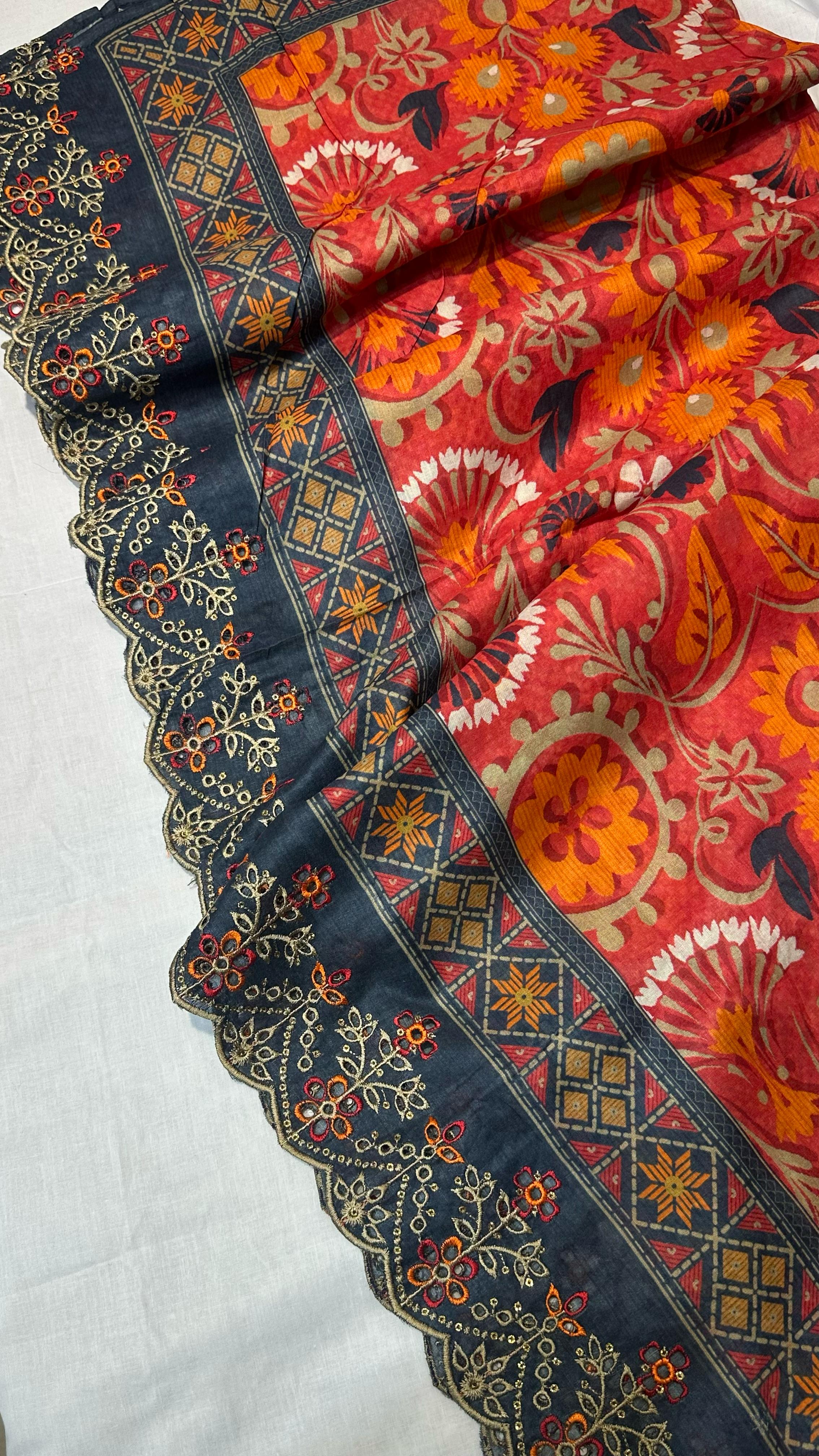 Bin Saeed Embroiderd Lawn Unstitched 3 Piece - AS - 2521 - Blue - Summer Collection