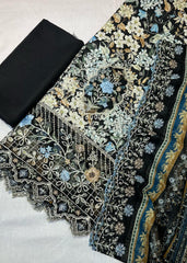 Bin Saeed Embroiderd Lawn Unstitched 3 Piece - AS - 2527 - black- Summer Collection