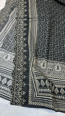 Bin Saeed Embroiderd Lawn Unstitched 3 Piece - AS - 2522 - black - Summer Collection
