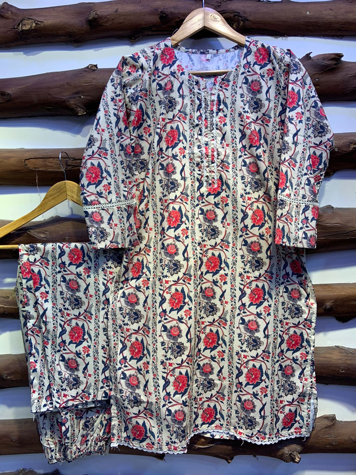 2-Piece Printed Cord Set – Stylish Casual Wear | D-17