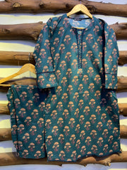 2-Piece Printed Cord Set – Stylish Casual Wear | D-12