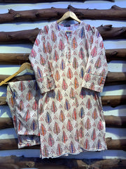 2-Piece Printed Cord Set – Stylish Casual Wear | D-09