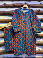 2-Piece Printed Cord Set – Stylish Casual Wear | D-07
