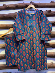 2-Piece Printed Cord Set – Stylish Casual Wear | D-07