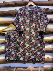 2-Piece Printed Cord Set – Stylish Casual Wear | D-03