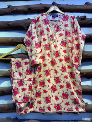 2-Piece Printed Cord Set – Stylish Casual Wear | D-01