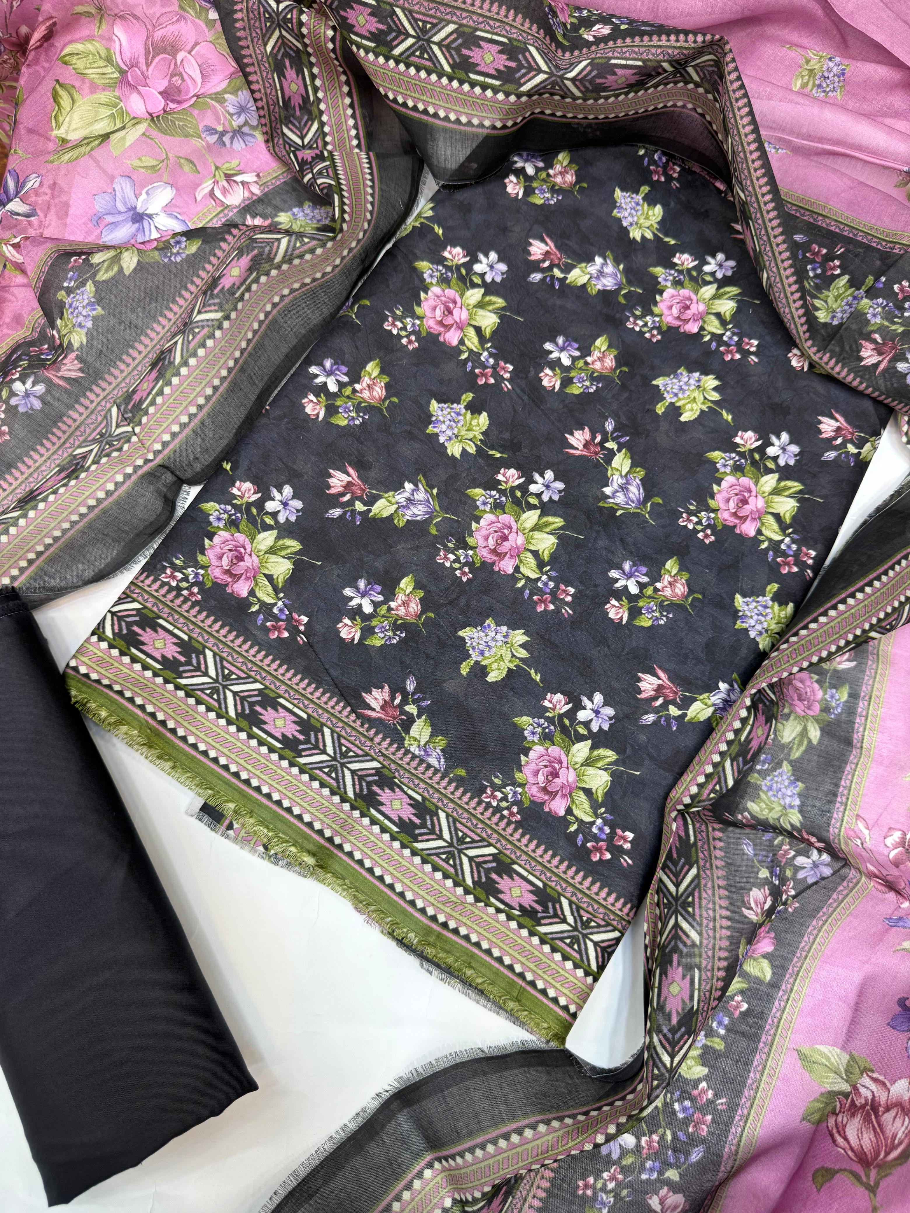 Bin Saeed Digital Printed Cotton Cambric Unstitched 3 Piece Suit - Design-12 - BS25DCC - Mustard - Summer Collection