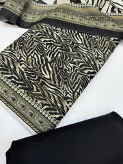 Bin Saeed Printed Khaddar Unstitched 3 Piece Suit - BS25KHD -Black- Winter Collection