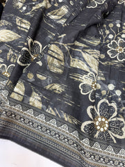 Bin Saeed Printed Khaddar Unstitched 3 Piece Suit - BS25KHD -Black- Winter Collection