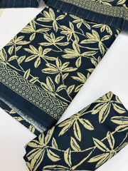 Bin Saeed Printed Khaddar Unstitched 3 Piece Suit - BS25KHD -Blue- Winter Collection