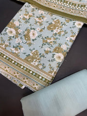 Bin Saeed Printed Khaddar Unstitched 3 Piece Suit - BS25KHD -LIGHT BLUE- Winter Collection