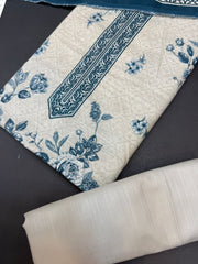 Bin Saeed Printed Khaddar Unstitched 3 Piece Suit - BS25KHD -White- Winter Collection