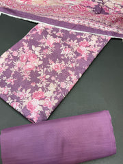 Bin Saeed Printed Khaddar Unstitched 3 Piece Suit - BS25KHD -Pink- Winter Collection