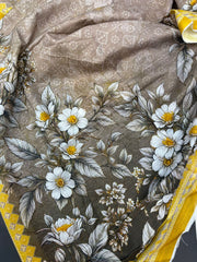 Bin Saeed Printed Khaddar Unstitched 3 Piece Suit - BS25KHD -Yellow- Winter Collection