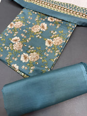 Bin Saeed Printed Khaddar Unstitched 3 Piece Suit - BS25KHD -Green- Winter Collection