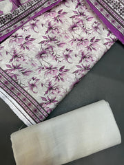 Bin Saeed Printed Khaddar Unstitched 3 Piece Suit - BS25KHD -White- Winter Collection