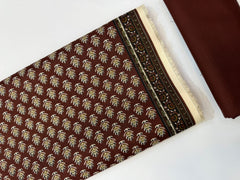 Bin Saeed Printed Khaddar Unstitched 3 Piece Suit - BS26KHD -MAROON- Winter Collection
