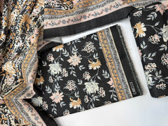 Bin Saeed Printed Khaddar Unstitched 3 Piece Suit - BS26KHD -BLACK- Winter Collection