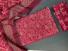 Bin Saeed Printed Khaddar Unstitched 3 Piece Suit - BS26KHD -RED- Winter Collection