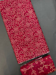 Bin Saeed Printed Khaddar Unstitched 3 Piece Suit - BS26KHD -RED- Winter Collection