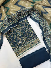 Bin Saeed Printed Khaddar Unstitched 3 Piece Suit - BS26KHD -CREAM- Winter Collection