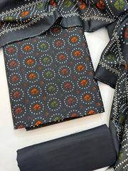 Bin Saeed Printed Khaddar Unstitched 3 Piece Suit - BS26KHD -CHARCOAL GREY- Winter Collection