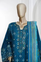 Bin Saeed Stitched 3 Piece Luxury Jacquard Vol-01 Suit-JAQ-2931-BLUE