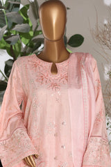 Bin Saeed Stitched 3 Piece Luxury Emb Jacquard Suit-JAQ-3219-PEACH