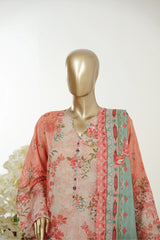 Bin Saeed Stitched 3 Piece Exclusive Printed Lawn Vol-10 Suit-LSM-2945-PEACH
