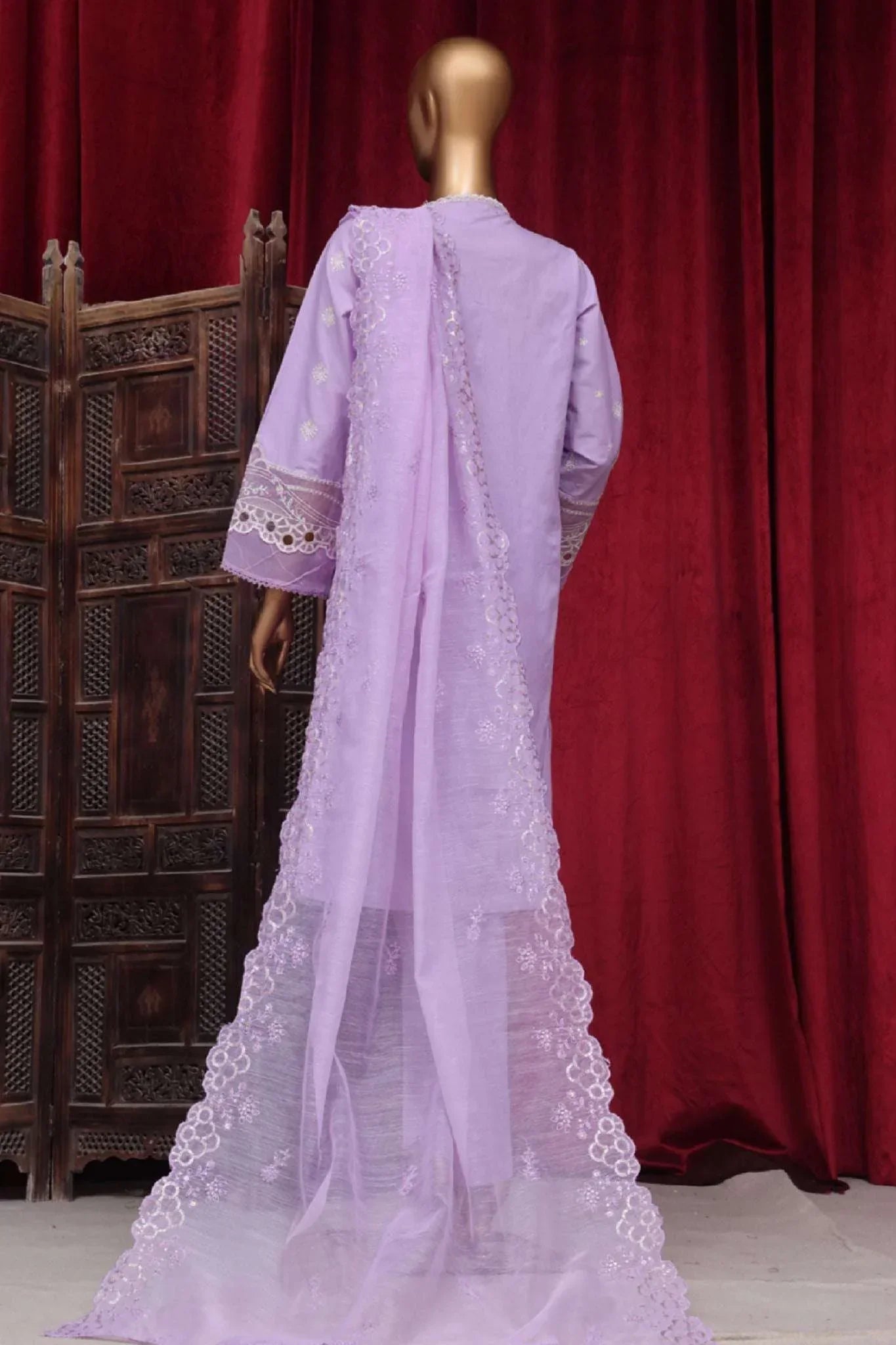 Bin Saeed Stitched 3 Piece Luxury Plain Cotton Vol-01 Collection-AS-1522-Lilac