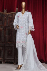 Bin Saeed Stitched 3 Piece Luxury Plain Cotton Vol-01 Collection-AS-1525-White