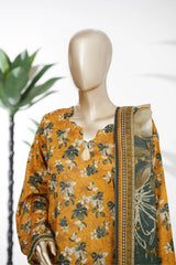 Bin Saeed Stitched 3 Piece Exclusive Printed Lawn Vol-08 Suit-LSM-2877-Yellow