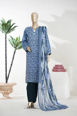 Bin Saeed Stitched 3 Piece Exclusive Printed Lawn Vol-08 Suit-LSM-2885-Blue