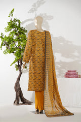 Bin Saeed Stitched 3 Piece Exclusive Printed Lawn Vol-08 Suit-LSM-2894-Yellow
