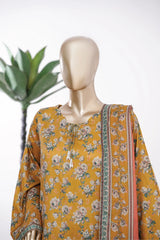 Bin Saeed Stitched 3 Piece Exclusive Printed Lawn Vol-09 Suit-LSM-2906-Mustard