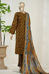 Bin Saeed Stitched 3 Piece Exclusive Printed Lawn Vol-10 Suit-LSM-2969-MUSTARD