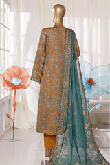 Bin Saeed Stitched 3 Piece Exclusive Printed Frock-LSM-2977-BROWN