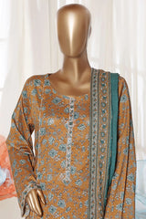 Bin Saeed Stitched 3 Piece Exclusive Printed Frock-LSM-2977-BROWN