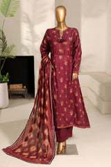 Bin Saeed Stitched 3 Piece Exclusive Printed Frock-LSM-2978-RED