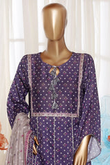Bin Saeed Stitched 3 Piece Exclusive Printed Frock-LSM-2986-PURPLE