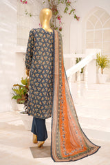 Bin Saeed Stitched 3 Piece Exclusive Printed Lawn Vol-11 Suit-LSM-3100-BLUE