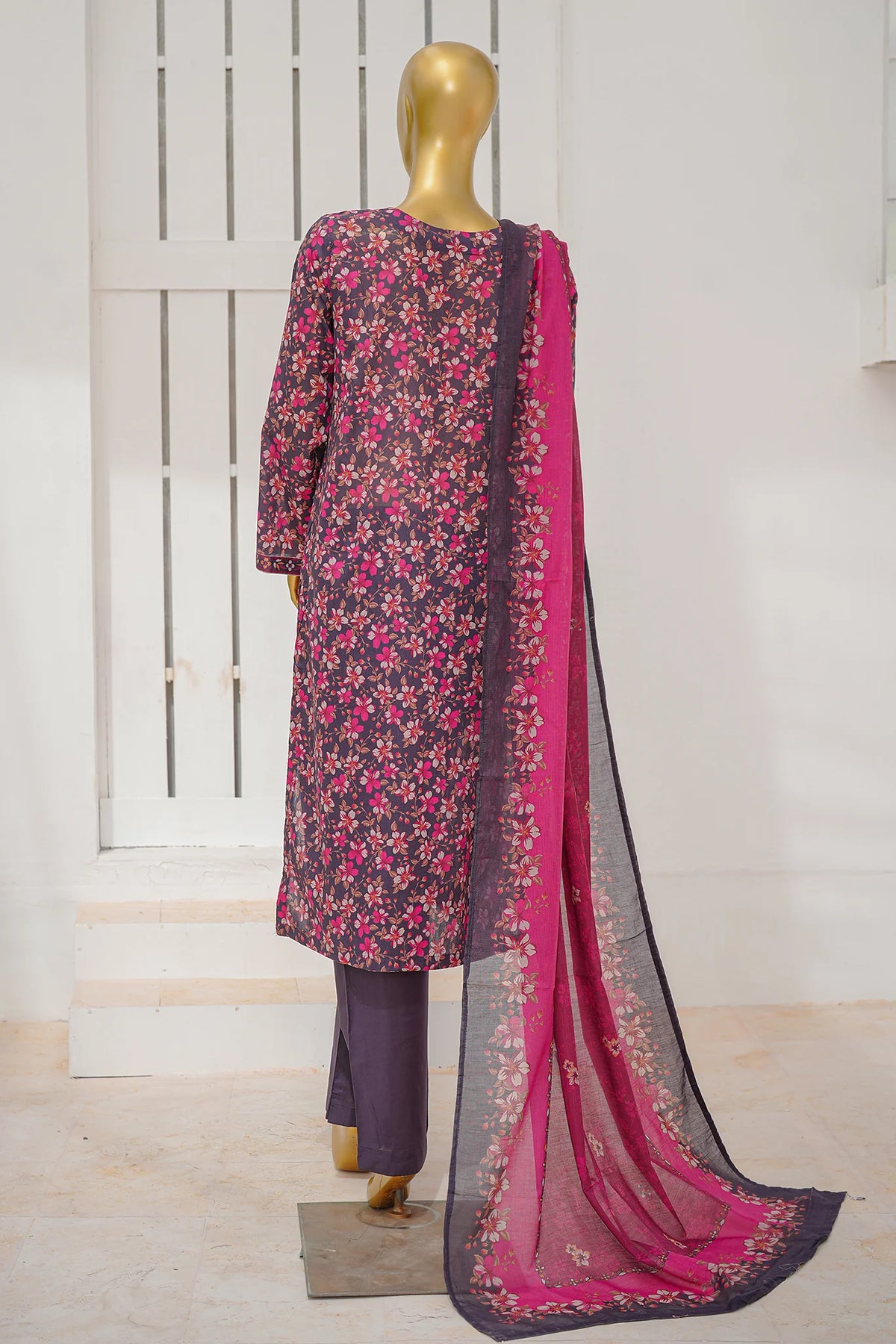 Bin Saeed Stitched 3 Piece Exclusive Printed Lawn Vol-11 Suit-LSM-3108-Purple