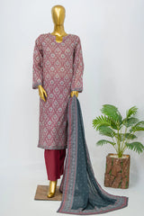 Bin Saeed Stitched 3 Piece Exclusive Printed Lawn Vol-12 Suit-LSM-3162-PINK