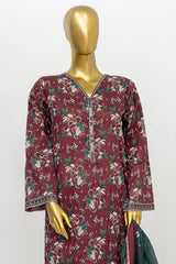 Bin Saeed Stitched 3 Piece Exclusive Printed Lawn Vol-12 Suit-LSM-3168-MAROON